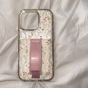 Walli Floral Pattern Phone Case with Pink Strap iPhone 16 pro